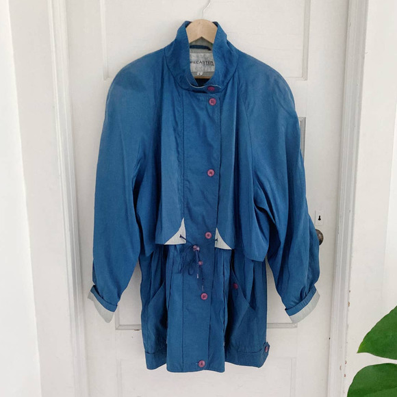 Vintage Jackets & Blazers - Vintage Forecaster of Boston Blue Longline Windbreaker Lightweight Jacket